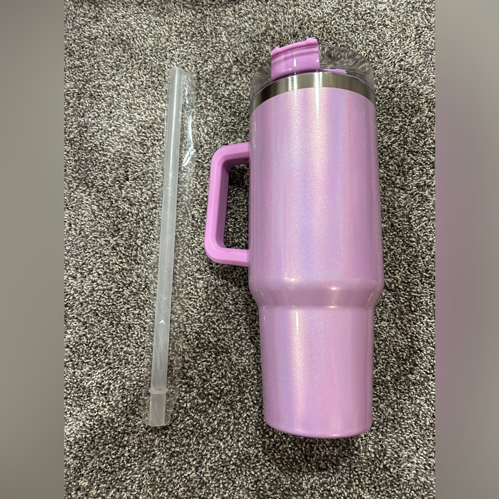 NEW Purple iridescent tumbler with handle